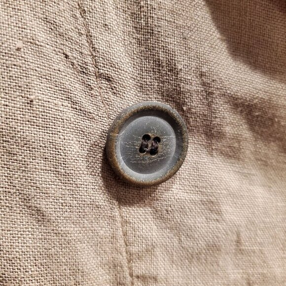 ZARA Euro Limited Edition Taupe Khaki Double Breasted Linen Trench Coat L - Picture 7 of 14